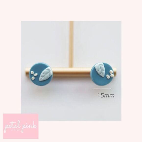 4-Piece Polymer Clay Earring Set Studs Dangle Flower Teal Yellow Summer Fall - Picture 3 of 4
